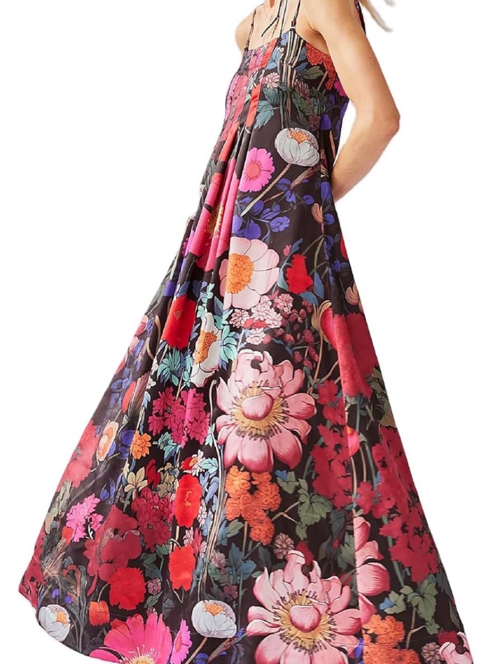 Gorgeous Silky Floral Maxi Dress - Black Multi